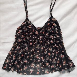 RSQ Black and floral babydoll top